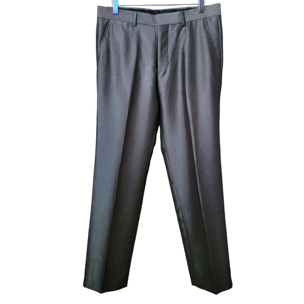JF J. Ferrar Slim Fit Black and Silver Suit Pants
